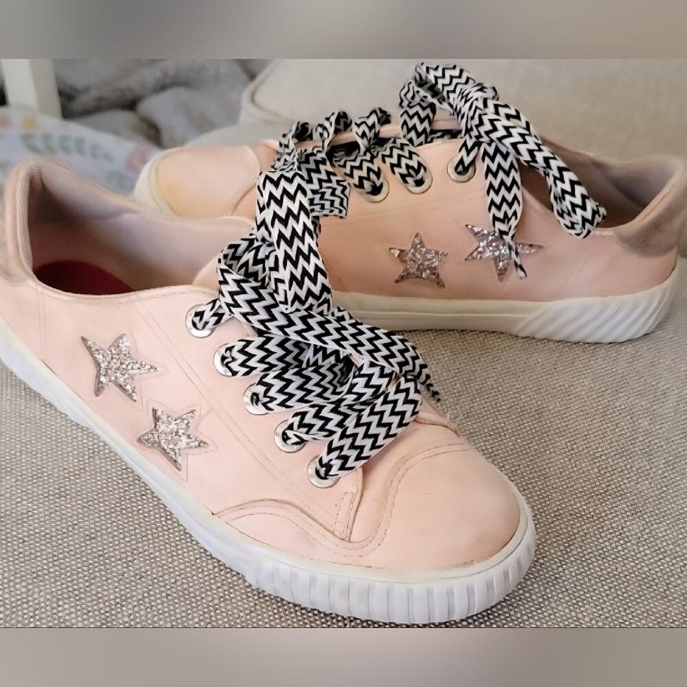 Blowfish Malibu Wander Blush Glitter Star Sneakers Girls Size 4, Girlhoodcore